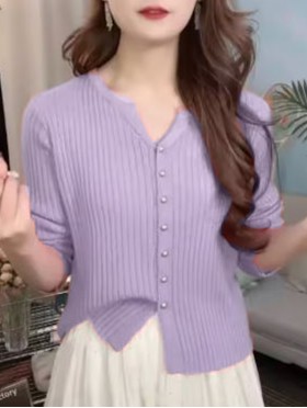 V-Neck Long Sleeve Knitted Open Cardigan